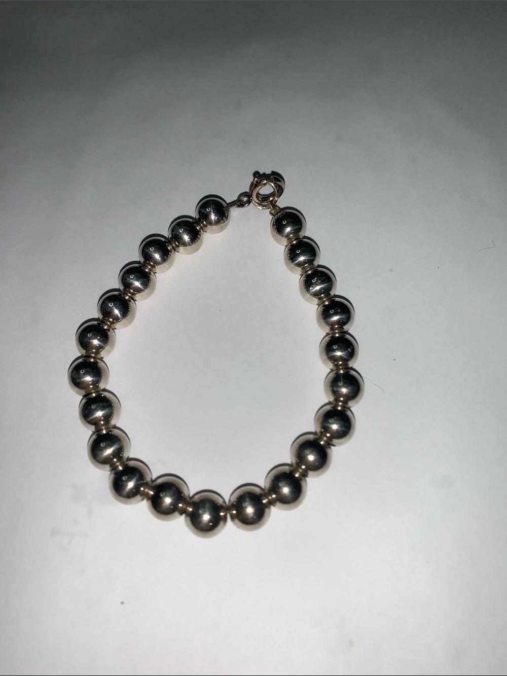 Polished Silver Bead Bracelet - Reflective Silver Beads